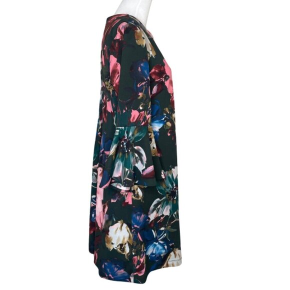 J.Taylor Women's Floral Mini/Midi Dress with Bell Sleeves Office Work Sz 12 - Picture 3 of 8